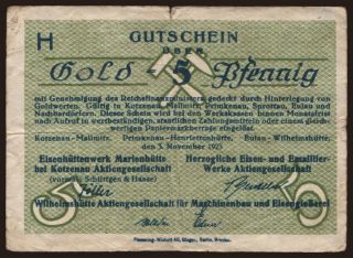Kotzenau-Mallmitz/ Kotzenau-Mallmitz, 5 Gold Pfennig, 1923