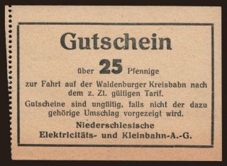 Waldenburg/ Niederschlesische Elektricitäts- und Kleinbahn A.G., 25 Pfennig, 191?