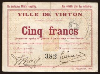Virton, 5 francs, 191?