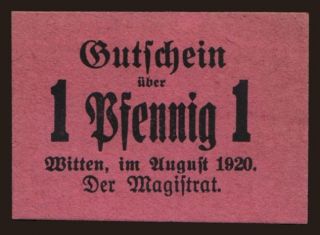Witten, 1 Pfennig, 1920