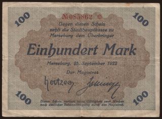 Merseburg/ Stadt, 100 Mark, 1922