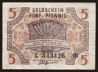 Rheinland-Pfalz, 5 Pfennig, 1947