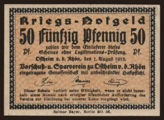 Ostheim/ Vorschuss- und Sparverein, 50 Pfennig, 1918
