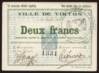 Virton, 2 francs, 191?