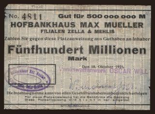 Zella-Mehlis/ Hofbankhaus Max Müller, 500.000 Mark, 1923