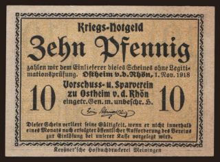 Ostheim/ Vorschuss- und Sparverein, 10 Pfennig, 1918