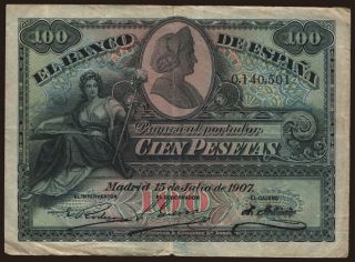 100 pesetas, 1907