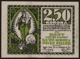 Budapest/ Amatőrök Forgalmi Szövetkezete, 2.50 korona, 1920
