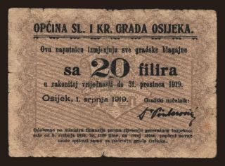 Osijek, 20 filira, 1919