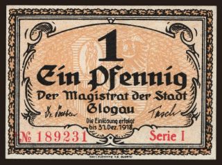 Glogau, 1 Pfennig, 1918