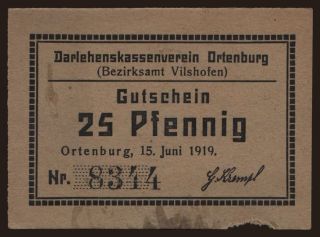 Ortenburg/ Darlehenskassenverein, 25 Pfennig, 1919