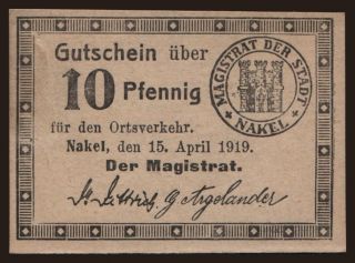 Nakel, 10 Pfennig, 1919