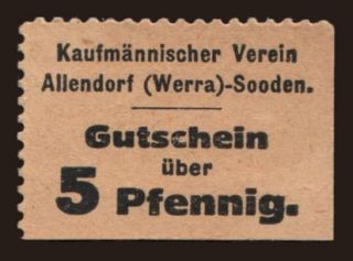 Allendorf-Sooden/ Kaufmänischer Verein, 5 Pfennig, 1920