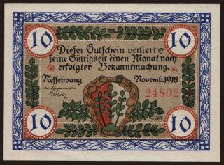Nesselwang/ Marktgemeinde, 10 Mark, 1918