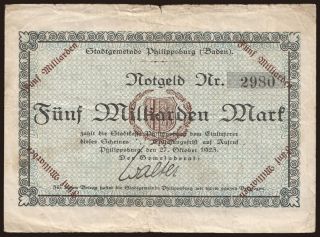 Philippsburg/ Stadt, 5.000.000.000 Mark, 1923