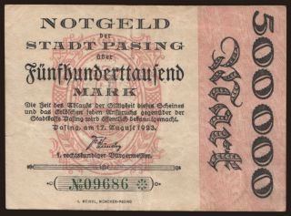 Pasing/ Stadt, 500.000 Mark, 1923