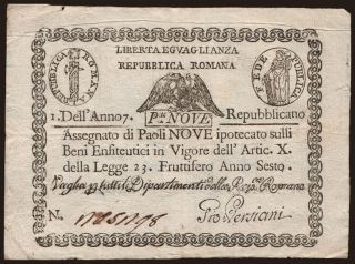 Repubblica Romana, 9 paoli, 1798