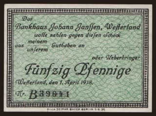 Westerland/ Janssen Bankhaus, 50 Pfennig, 1918