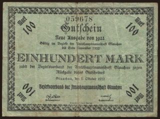 Glauchau/ Bezirksverband der Amtshauptmannschaft, 100 Mark, 1922