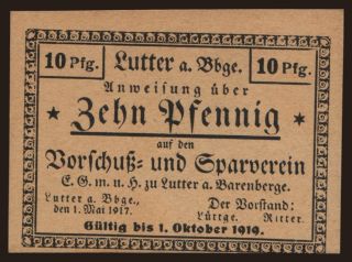 Lutter/ Vorschuss- und Sparverein, 10 Pfennig, 1917