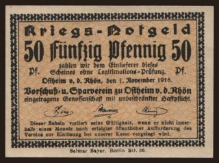 Ostheim/ Vorschuss- und Sparverein, 50 Pfennig, 1918