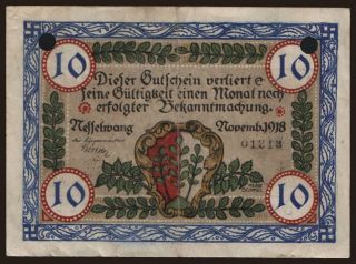Nesselwang/ Marktgemeinde, 10 Mark, 1918