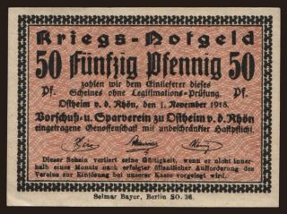 Ostheim/ Vorschuss- ind Sparverein, 50 Pfennig, 1918