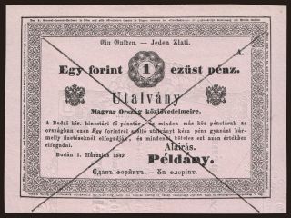 1 Gulden, 1849, Almásy, Formular