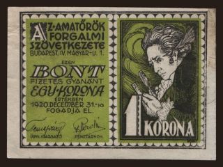 Budapest/ AFSZ, 1 korona, 1920
