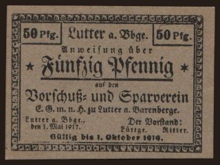 Lutter/ Vorschuss- u. Sparverein E.G.m.u.H., 50 Pfennig, 1917