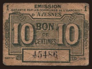 Avesnes, 10 centimes, 1915