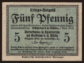 Ostheim/ Vorschuss- und Sparverein, 5 Pfennig, 1918