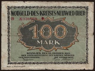 Neuwied/ Kreis, 100 Mark, 1922