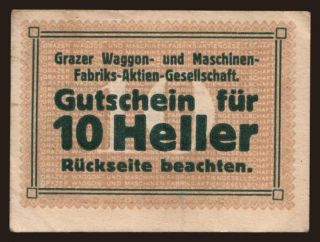 Graz/ Waggon- Maschinenfabrik AG, 10 Heller, 191?