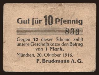 München/ F. Bruckmann, 10 Pfennig, 1916