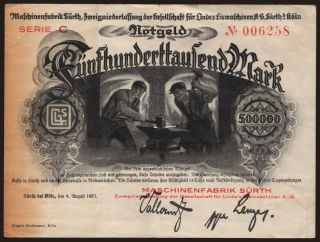 Sürth/ Maschinenfabrik Sürth, 500.000 Mark, 1923