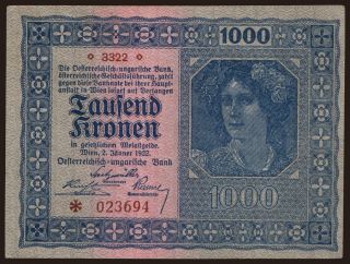 1000 Kronen, 1922