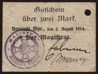 Neustadt (Wejherowo),
/ Magistrat, 2 Mark, 1914