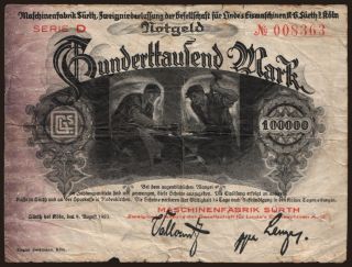 Sürth/ Maschinenfabrik Sürth, 100.000 Mark, 1923
