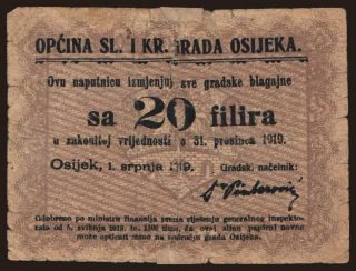 Osijek, 20 filira, 1919