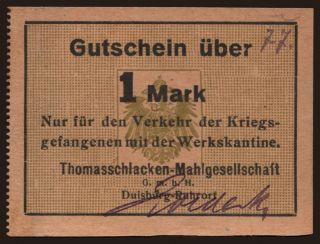 Duisburg-Ruhrort/ Thomasschlacken-Mahlgesellschaft G.m.b.H., 1 Mark, 191?
