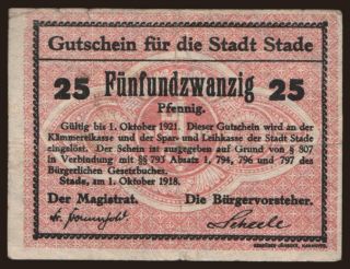 Stade, 25 Pfennig, 1918