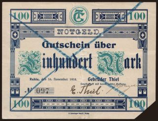 Ruhla/ Gebrüder Thiel G. m. b. H., 100 Mark, 1918