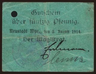 Neustadt (Wejherowo),
/ Magistrat, 50 Pfennig, 1914