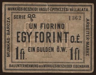 Munkács/ Munkács-Beszkidi vasút, 1 forint, 1880(?)
