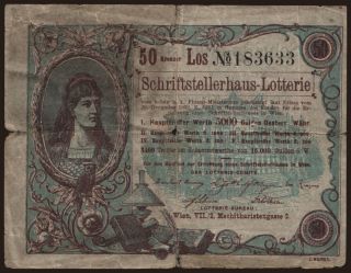 Schriftstellerhaus-Lotterie, 50 Kreuzer, 1892