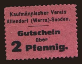 Allendorf-Sooden/ Kaufmänischer Verein, 2 Pfennig, 1920