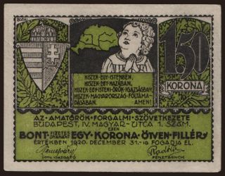 Budapest/ Amatőrök Forgalmi Szövetkezete, 1.50 korona, 1920