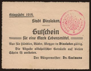 Dinslaken/ Stadt, 1 Mark, 1914