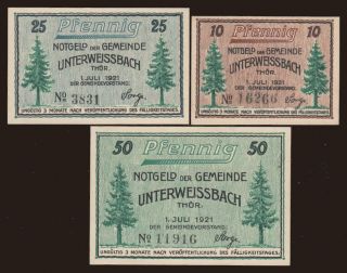 Unterweissbach, 3x 10 - 50 Pfennig, 1920
